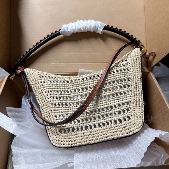 Loewe Mini Hammock Hobo in raffia and calfskin - Picture 1 of 9